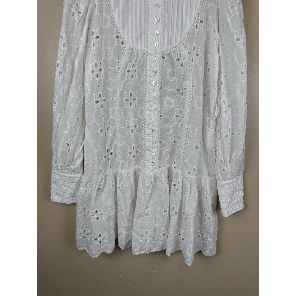 Asap Fashion Group Women’s S White Eyelet Lace Boho Victorian Mini Dress NWT - Picture 4 of 16